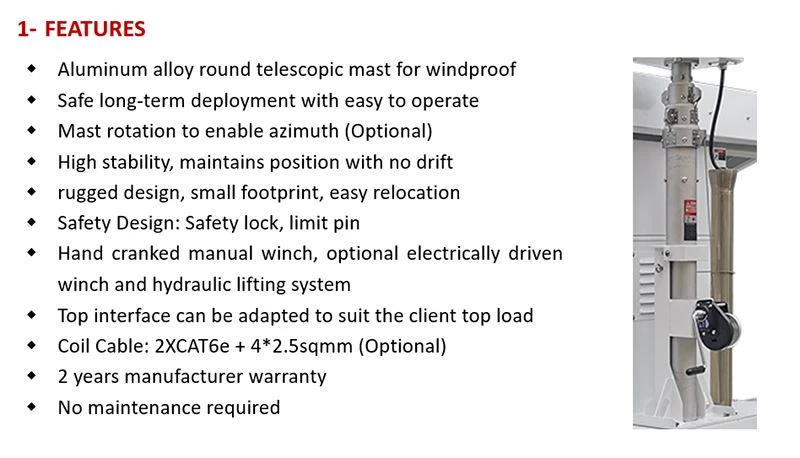 Features of telescopic mast