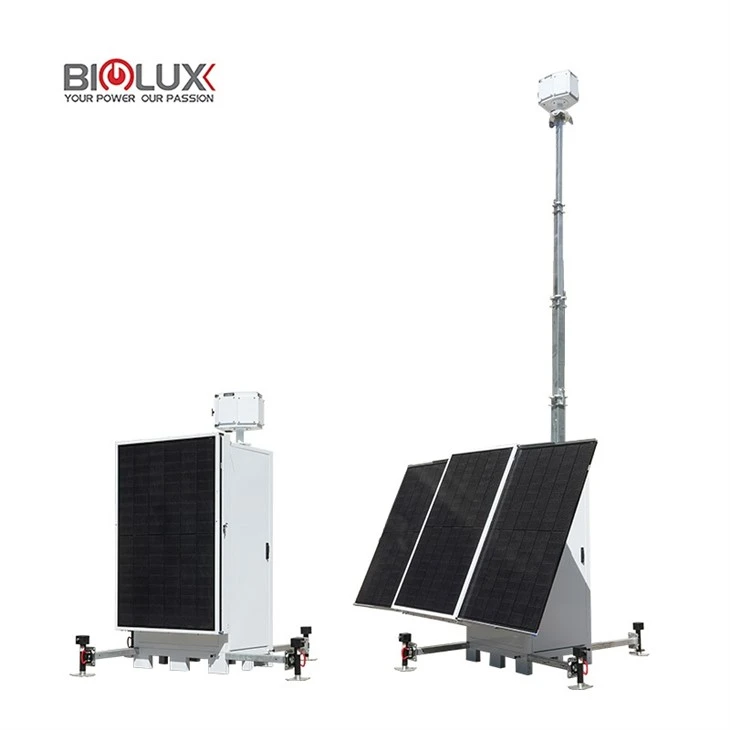 3 Panels Off Grid Surveillance Camera Tower With Electric Mast For Site Security suppliers